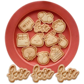 Форма для печенья на День Святого Валентина, мини-мультяшная форма для печенья, Формы для выпечки в форме розы в форме сердца, Формы для домашнего пресса