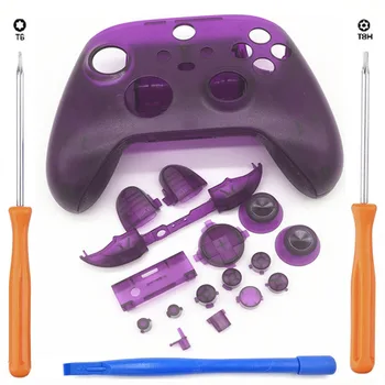 Прозрачный Фиолетовый Полный Комплект Корпуса Shell Case для Xbox Series S и Xbox Series X X/S Контроллер Боковые Направляющие Накладка с Кнопками