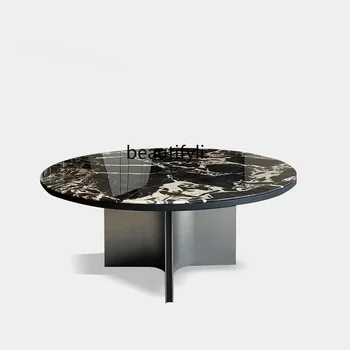 Обеденный стол из натурального мрамора в итальянском стиле, Итальянский стол из роскошного камня с черным тюльпаном