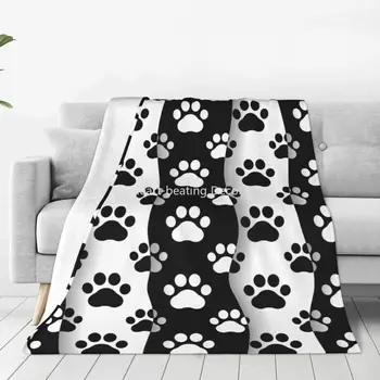 Одеяло с отпечатками лап собаки и кошки, Фланелевое одеяло с милой щенячьей лапкой, Многофункциональное легкое одеяло для кровати, уличное одеяло.