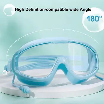 Очки для плавания, большие широкоугольные спортивные очки для взрослых, Регулируемые высокоэластичные очки для плавания, Водные виды спорта