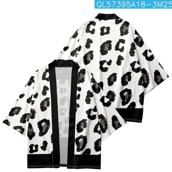 Японская Уличная Одежда Юката Мужские Кимоно С Белым Принтом, Одежда Для Косплея, Традиционные Кимоно Хаори