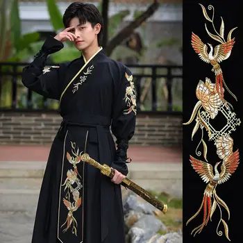 Мужская одежда Warrior Hanfu в традиционном китайском этническом стиле с вышивкой феникса, одежда японского самурая для ролевых игр, одежда фехтовальщика
