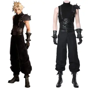 Final Fantasy VII 7 Косплей Cloud Strife Косплей костюм Униформа Полный костюм Cloud Strife Сапоги Костюмы для вечеринки на Хэллоуин