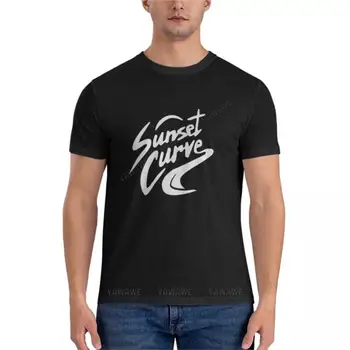 футболка с логотипом sunset curve Essential, футболка для мужчин, приталенные футболки для мужчин, черная футболка, мужские летние топы