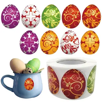 Наклейки Happy Easter В рулоне всего 500 этикеток, наклейки с дизайном пасхальных яиц, идеально подходящие для игрушек-сюрпризов, пасхальных корзин, подарочных открыток.