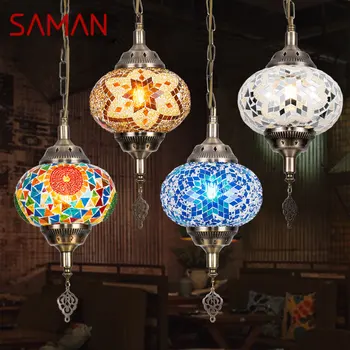 Подвесной светильник SAMAN в богемном стиле, простая креативная Декоративная Стеклянная светодиодная потолочная люстра для дома, гостиной, спальни