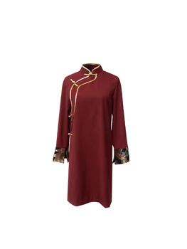 Тибетский Стиль Новое Китайское Ретро Женское Тибетское Платье высокого класса В Китайском Стиле, Красное Платье Чонсам, Улучшение Нового Года