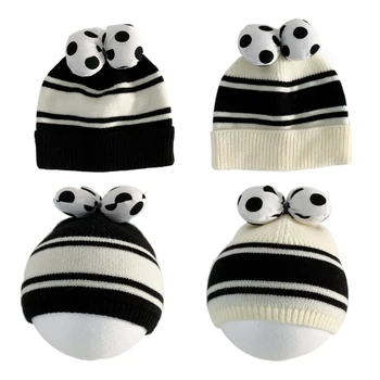 77HD Детская шапочка-капор с бантом для новорожденного, шапочка-бини, вязаная крючком, Дышащая шапка, зимняя шапка для мальчика и девочки