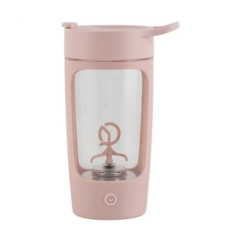 Миксер для взбивания протеинового порошка, шейкер, электрическая портативная бутылка для кофе, не содержащая BPA, с USB-аккумулятором емкостью 1200 мАч, розовая