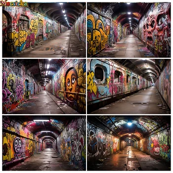 Фон для фотосъемки в туннеле с граффити Моксика, фон для художественных портретов для детей и взрослых, реквизит для выступлений в стиле хип-хоп для мальчиков