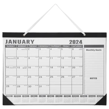 Английский Настенный Календарь на 2024 год, Прочный Офисный Подвесной, Отмечающий Ежемесячные Предметы Домашнего Обихода