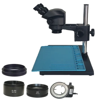 3.5X-100X Новый бинокулярный стереомикроскоп с регулируемым держателем предохранителя, силиконовая накладка, светодиодные фонари, лампа для ремонта печатных плат телефона, инструменты для ремонта