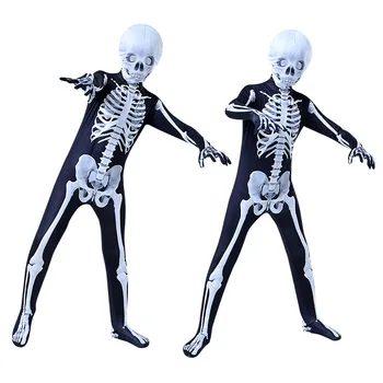 Костюмы для детей и взрослых на Хэллоуин, Череп, скелет, одежда с привидениями, одежда для ужасов на Хэллоуин