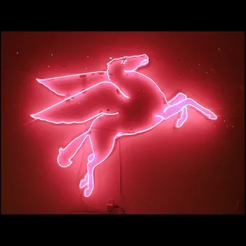 Неоновая вывеска для Розовой лошади со световым эффектом крыла Привлекает свет ресторана Ручной работы из настоящего стекла Художественный дизайн Персонализированный знаковый знак