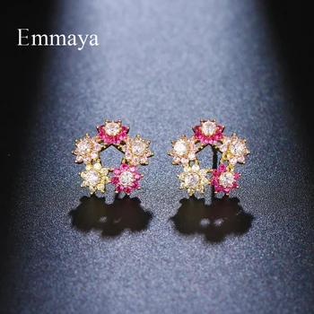 Emmaya, Очаровательный дизайн в форме цветка, Благородные серьги для женщин и девушек с разноцветным цирконием, изысканные украшения в необычный подарок для вечеринки