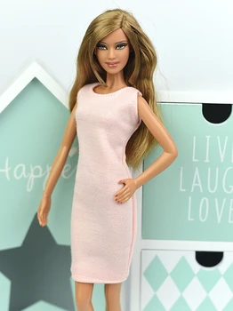 Милый розовый сарафан для кукол Барби, вечерние платья без рукавов, праздничная одежда для куклы Barbie 1/6 BJD, аксессуары для кукол, детские игрушки своими руками