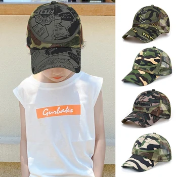 3-9 лет Уличная камуфляжная бейсболка с сеткой для маленьких мальчиков, детская кепка, лето-осень, кепки для мальчиков и девочек, детские шляпы, хип-хоп шляпа