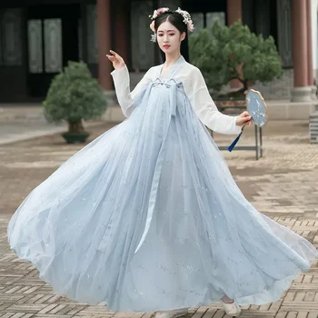 Китайское национальное платье Hanfu, женский танцевальный костюм для косплея, костюм Феи, Традиционная одежда, простые платья принцессы для девочек.