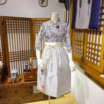 Корейское повседневное платье Ханбок Включает в себя верхний слой тюля с эластичным и удобным ханбоком