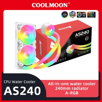 Coolmoon CPU Water Cooler All-in-one AS240 DIY Fluid Gaming Loop AM5 LGA 1700 Процессорный блок 240 мм Радиатор 800-1800 об/мин