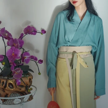 Носимая на каждый день система пригородных песен Hanfu Улучшенная блузка с рукавами-самолетами Женская летняя куртка Hanfu Женская традиционная китайская