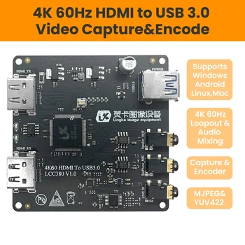 LCC380 4K60Hz HDMI-USB3.0 для вывода и микширования звука, карта захвата игрового видео USB HD YUV и MJPEG для прямой трансляции с микрофоном для XBOX