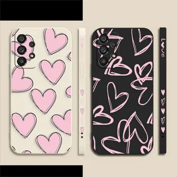 Модный розовый чехол для телефона Love Heart Samsung A91 A14 A73 A72 A71 A53 A52 A51 A42 A33 A32 A23 A22 A21S A22S 4G 5G Case Fundas