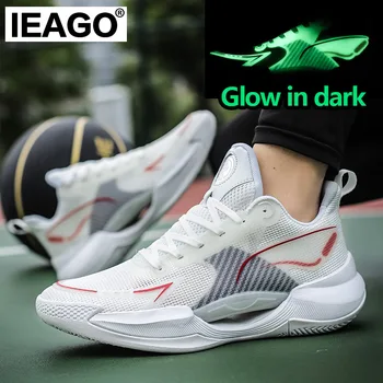 IEAGO Оригинальные высококачественные светящиеся в темноте мужские повседневные баскетбольные кроссовки с подушечками для бега на открытом воздухе, спортивные эластичные кроссовки