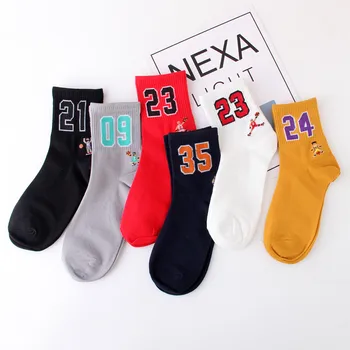 Мужские спортивные носки, баскетбольные носки, элитные толстые спортивные носки с вышитыми буквами, нескользящие прочные носки для скейтборда