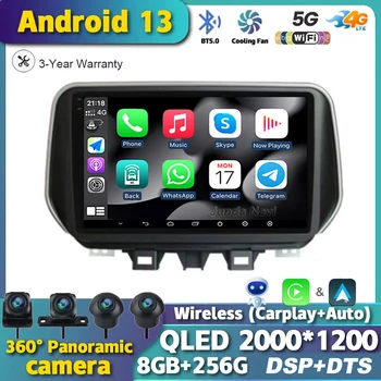 Автомагнитола Android 13 для Hyundai Tucson IX35 2018 2019 2020 Мультимедиа WIFI видеоплеер Навигация GPS Auto Carplay QLED