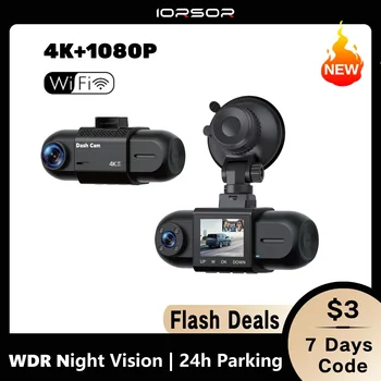 4K Мини-Камера Wifi Dash Cam для Автомобиля с Двумя Видеорегистраторами Видеорегистратор Dashcam 24h Парковочный Монитор Dvr Kamera Samochodowa Rejestrator