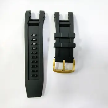 32-миллиметровый черный резиновый ремешок для часов с золотой пряжкой для Invicta Subaqua Noma IV 6564