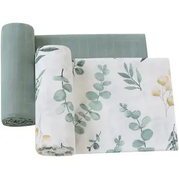 Бамбуковые детские одеяла, Муслиновое Пеленальное одеяло для новорожденных, Органический хлопок 47 * 47 дюймов, Пеленальная упаковка