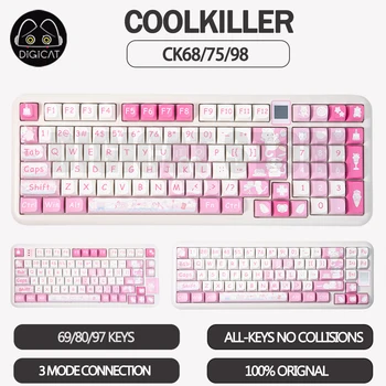 Механическая клавиатура Coolkiller Rococo Ck68 Ck75 Ck98 3-Режимная Беспроводная клавиатура 2.4 G Bluetooth С возможностью горячей замены Геймерских Клавиатур с RGB подсветкой