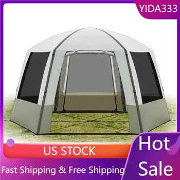 Надувная палатка для кемпинга, беседка, палатки для кемпинга на 8-12 человек, портативная водонепроницаемая палатка для навеса, экранная палатка 15 ' × 15'