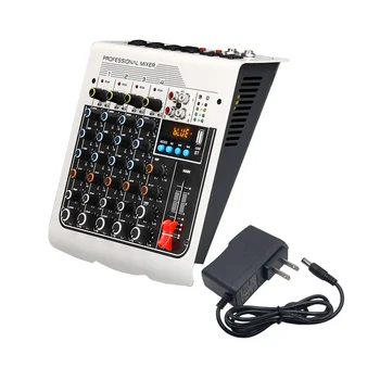 4-Канальный Аудиомикшер USB Sound Mixing Console Bluetooth DJ Console Фантомное питание 48 В для Подкаста в Прямом Эфире-US Plug