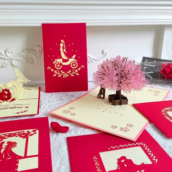 3D Всплывающая любовная открытка для подарка жене и подруге на День Святого Валентина, Годовщину, приглашение на свадьбу, Поздравительные открытки с благодарностью