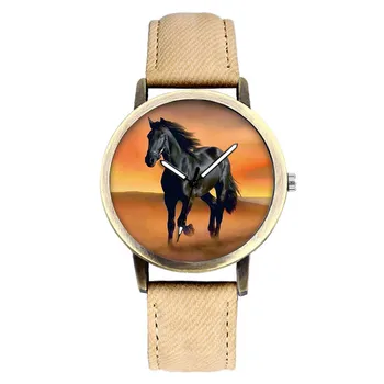 Лошадиные Часы для Мужчин Лошади Пони Дизайн Циферблата Кварцевые Часы Винтажный Стиль Мужские Наручные Часы Деловой Человек Повседневные Часы Мужской Reloj