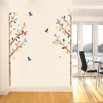 Креативная наклейка на стену с деревом и птицей Декор гостиной Спальни Натуральный стиль Растительная Роспись Искусство Diy Домашняя Наклейка Очистите И приклейте