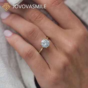 Кольцо с муассанитом JOVOVASMILE Серебро 925 пробы, 2 карата, 8 мм, круглая бриллиантовая огранка, женское обручальное кольцо для помолвки с Гра CE