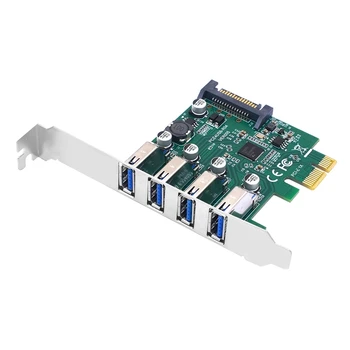 1 ШТ PCIE 1X К Карте расширения USB3.2 PCI-E 4 Порта USB3.2 Адаптер Множитель Зеленый