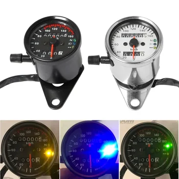 Мотоциклетный спидометр, датчик пробега, универсальный для мотоцикла Cafe Racer со светодиодной сигнальной лампой, индикатором подсветки, модифицированная деталь