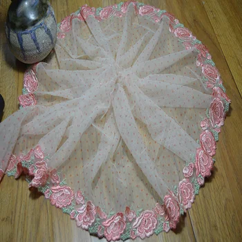 ширина 20 см (2 штуки /лот) белая сетка розовая шелковая кружевная отделка с цветочной вышивкой для одежды и свадебных украшений-201671710