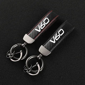 Новый модный автомобильный брелок из углеродного волокна с кожаной веревкой для ключей Volvo V50 Автомобильные Аксессуары