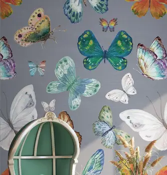 papel de parede Пользовательские 3D обои фреска ручная роспись акварелью бабочка модный узор фон обои домашний декор