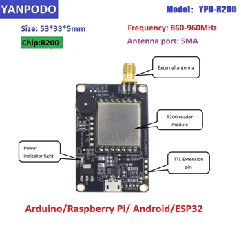 Yanpodo UHF RFID Модуль 860-960 МГц TTL UART Micro USB Interfance 1 Порт RFID Считыватель UHF Модуль Для Arduino Raspberry Встроенный