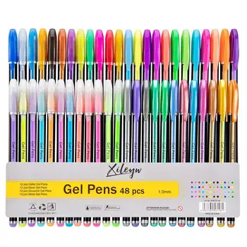 Набор гелевых ручек 48 цветов, блестящая гелевая ручка для взрослых, раскраски, журналы, маркеры для рисования, Канцелярские школьные принадлежности