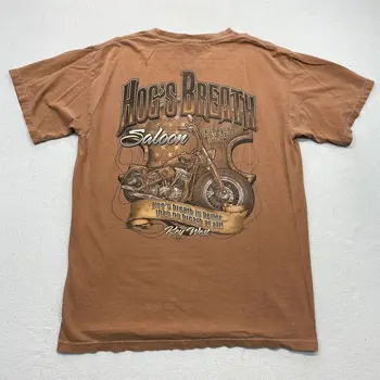 Рубашка Hogs Breath Saloon Мужская большая ржаво-коричневая байкерская мотоциклетная повседневная с длинными рукавами