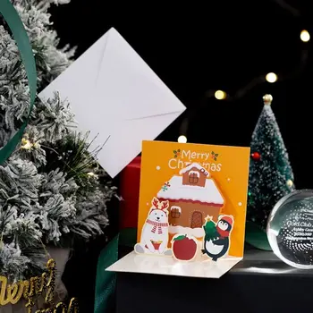 Мультяшная 3D семья, друзья, Санта-Клаус, День Рождения, Рождественская открытка, открытки с благословением, Благодарственные открытки, Поздравительные открытки с конвертом